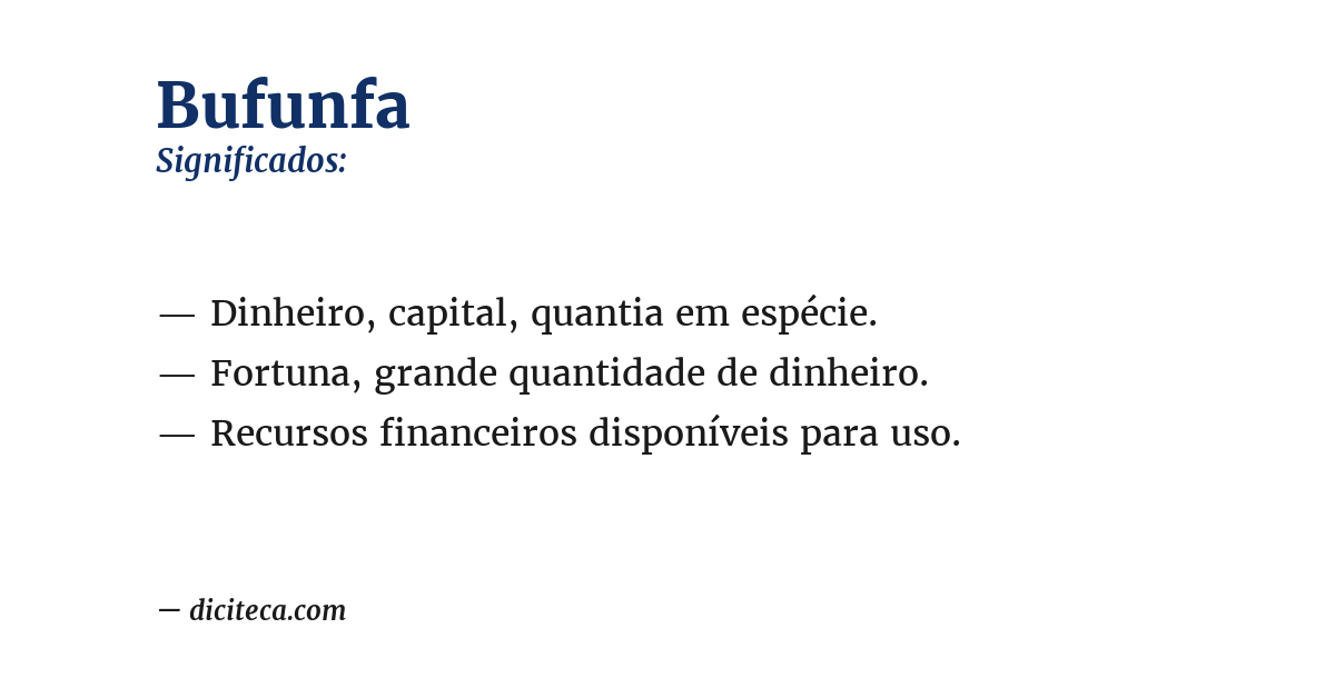 Significado de bufunfa