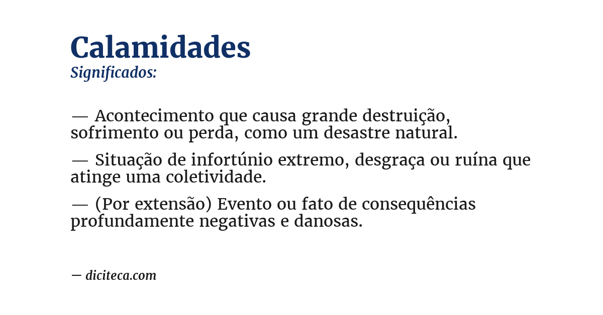 Significado de calamidades