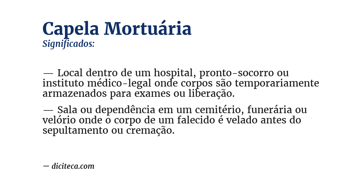 Significado de capela mortuária