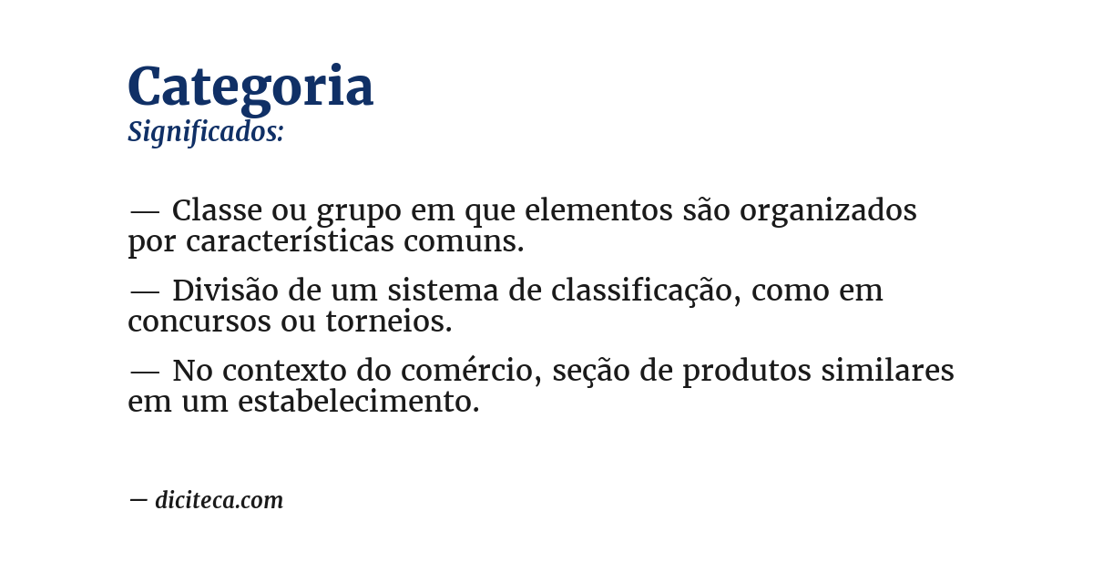 Significado de categoria