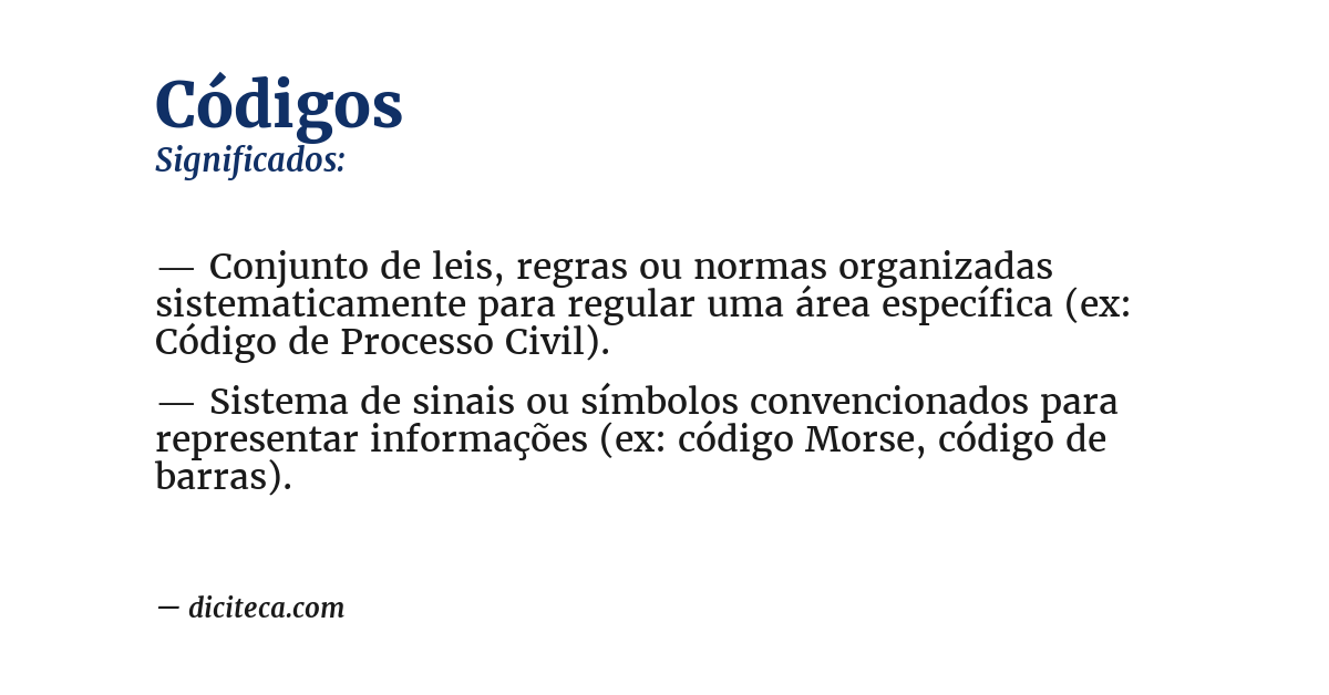 Significado de códigos