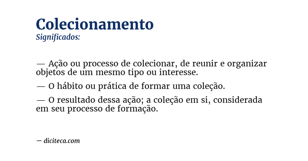 Significado de colecionamento