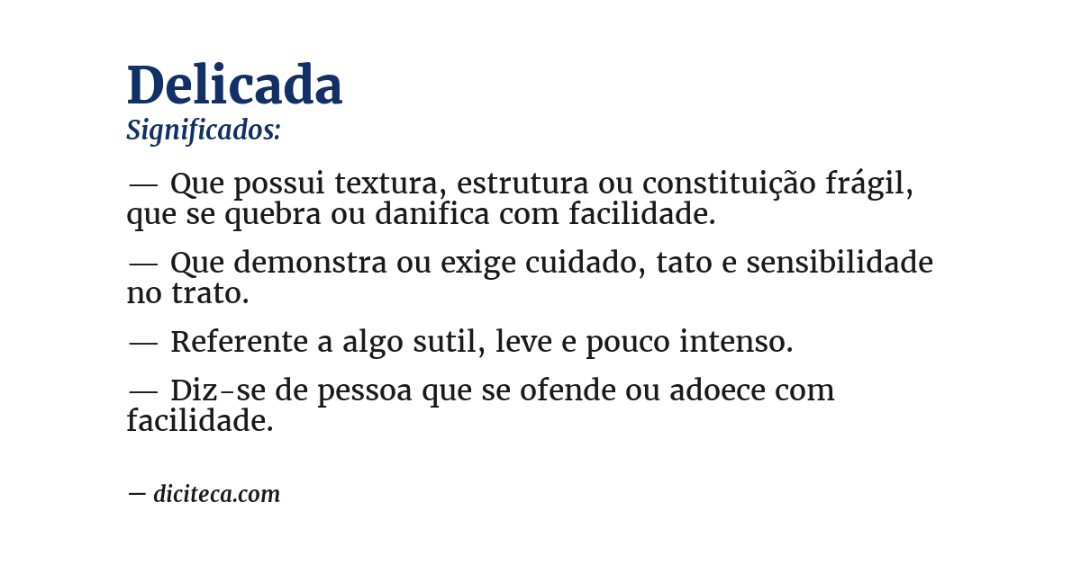 Significado de delicada