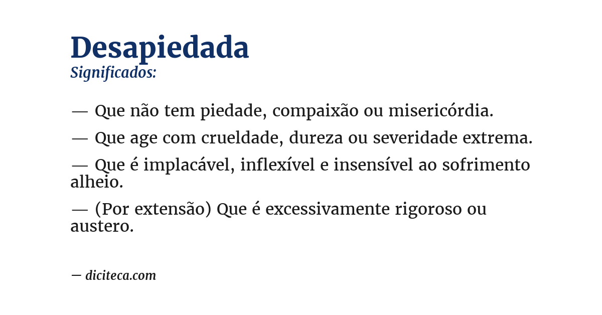 Significado de desapiedada