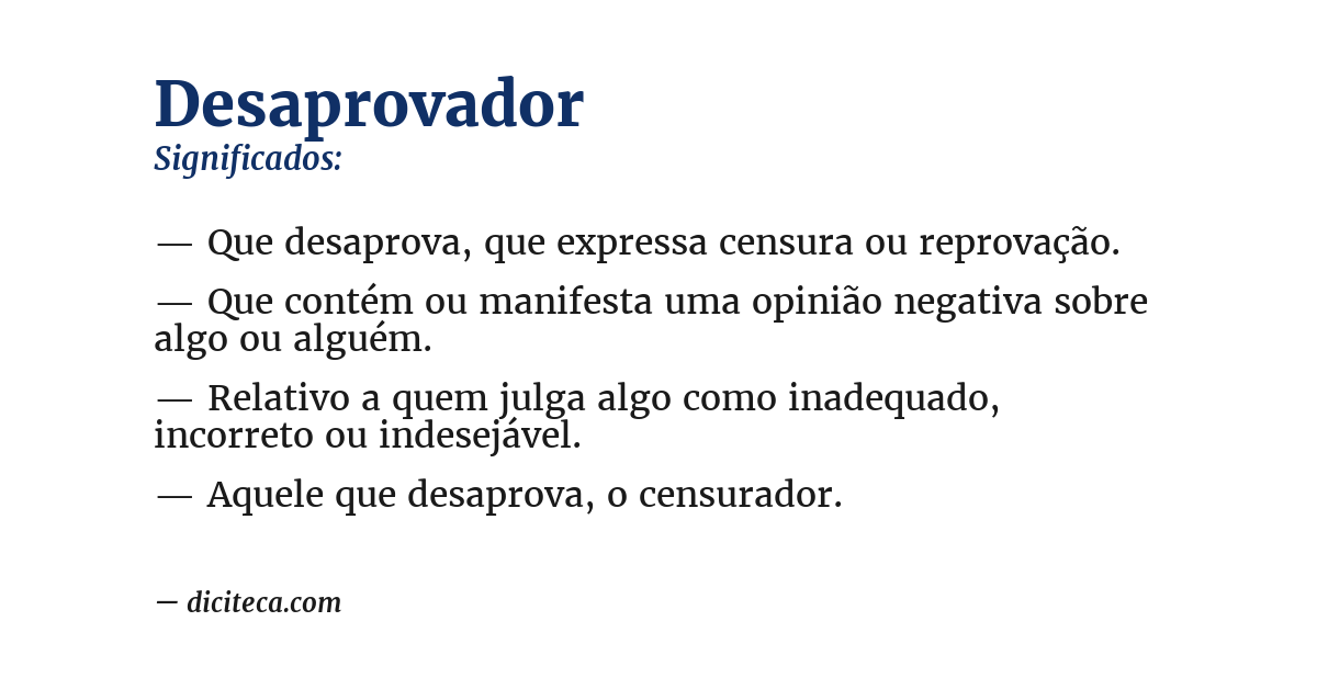 Significado de desaprovador
