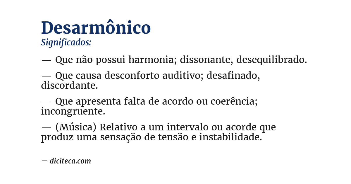 Significado de desarmônico