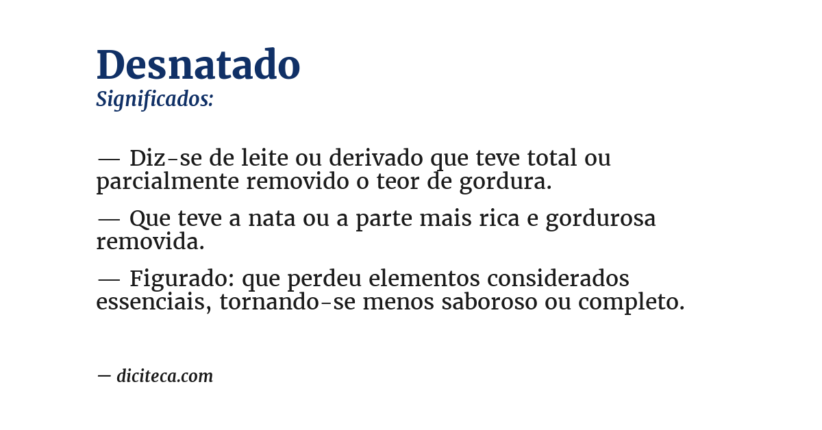 Significado de desnatado