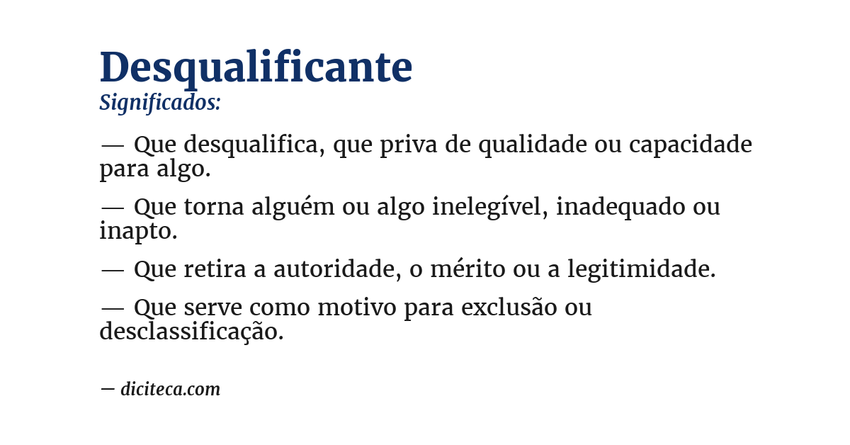 Significado de desqualificante