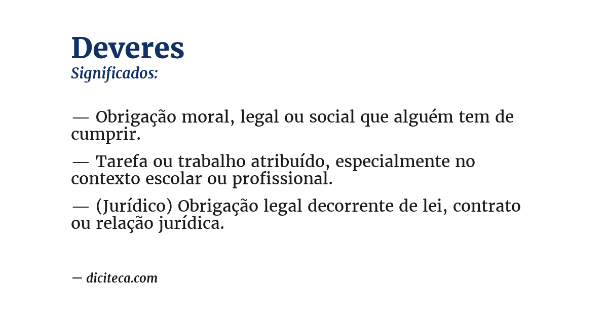 Significado de deveres