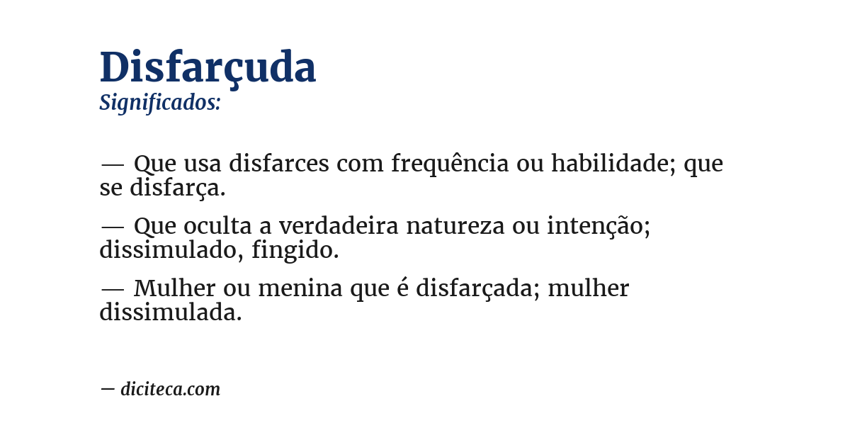 Significado de disfarçuda