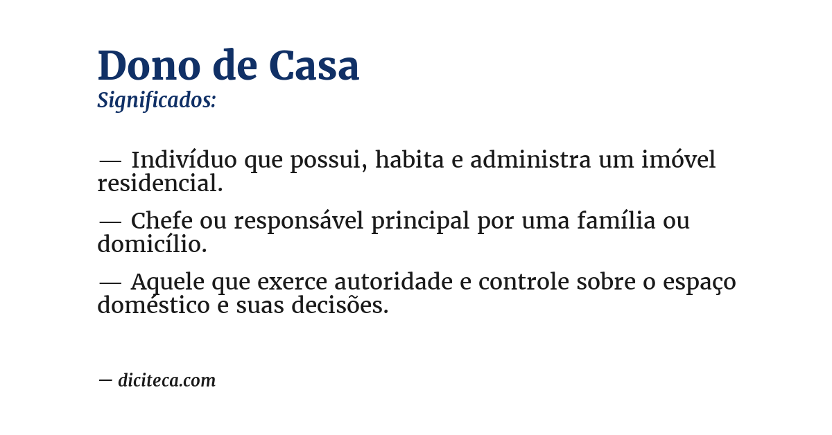 Significado de dono de casa