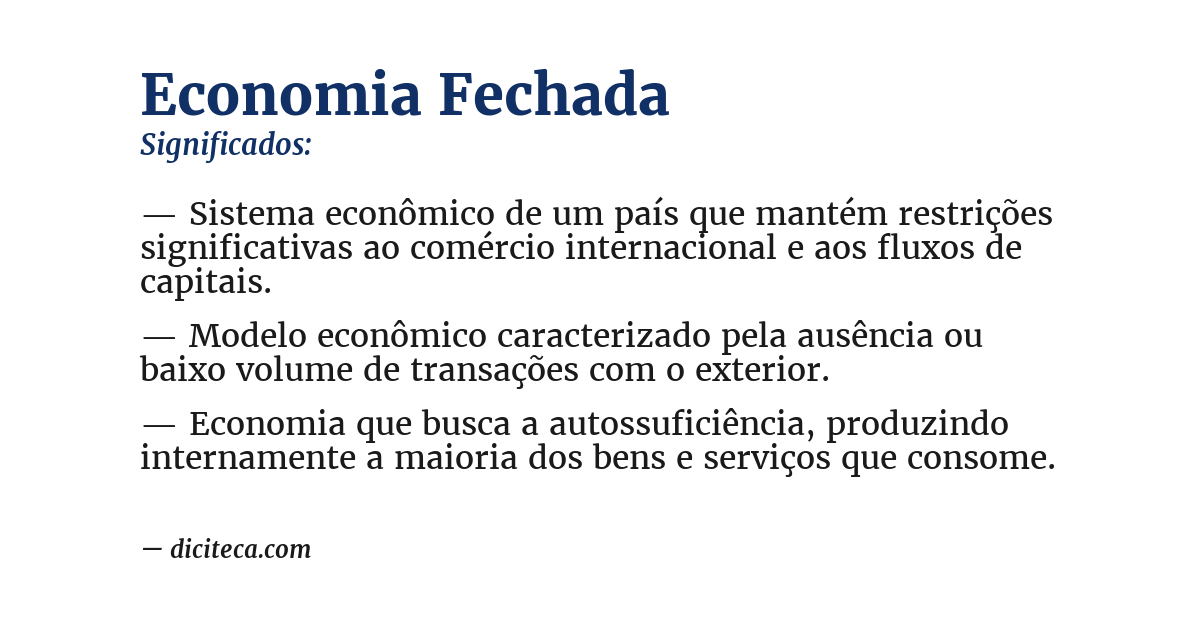 Significado de economia fechada