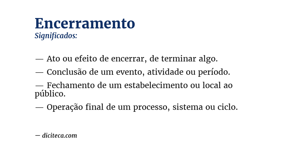Significado de encerramento