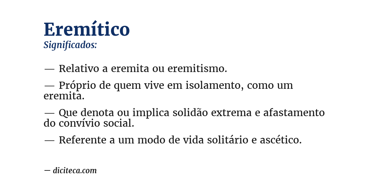 Significado de eremítico