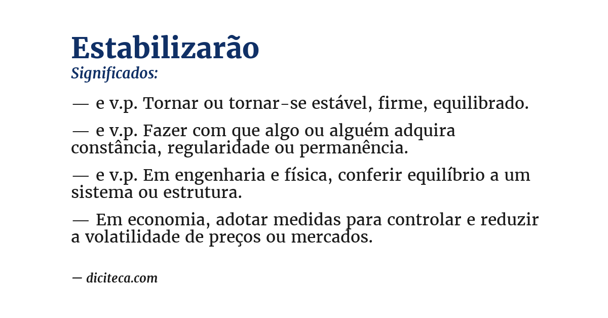 Significado de estabilizarão