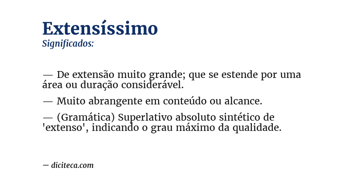 Significado de extensíssimo