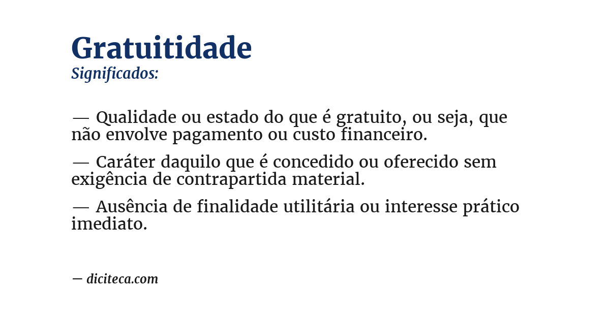 Significado de gratuitidade