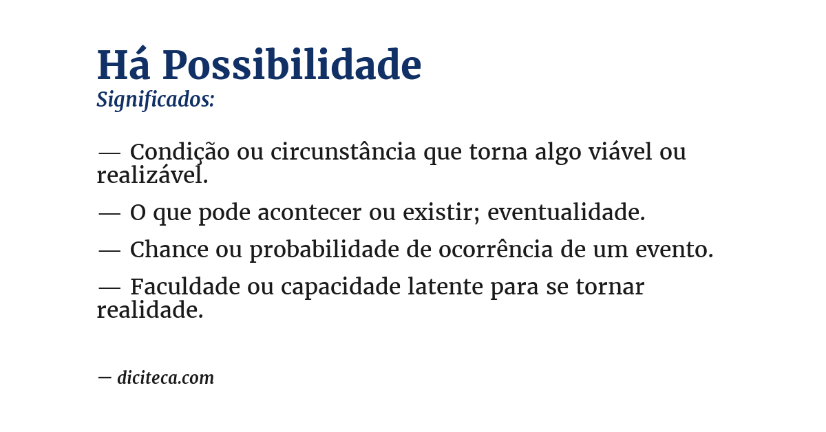 Significado de há possibilidade