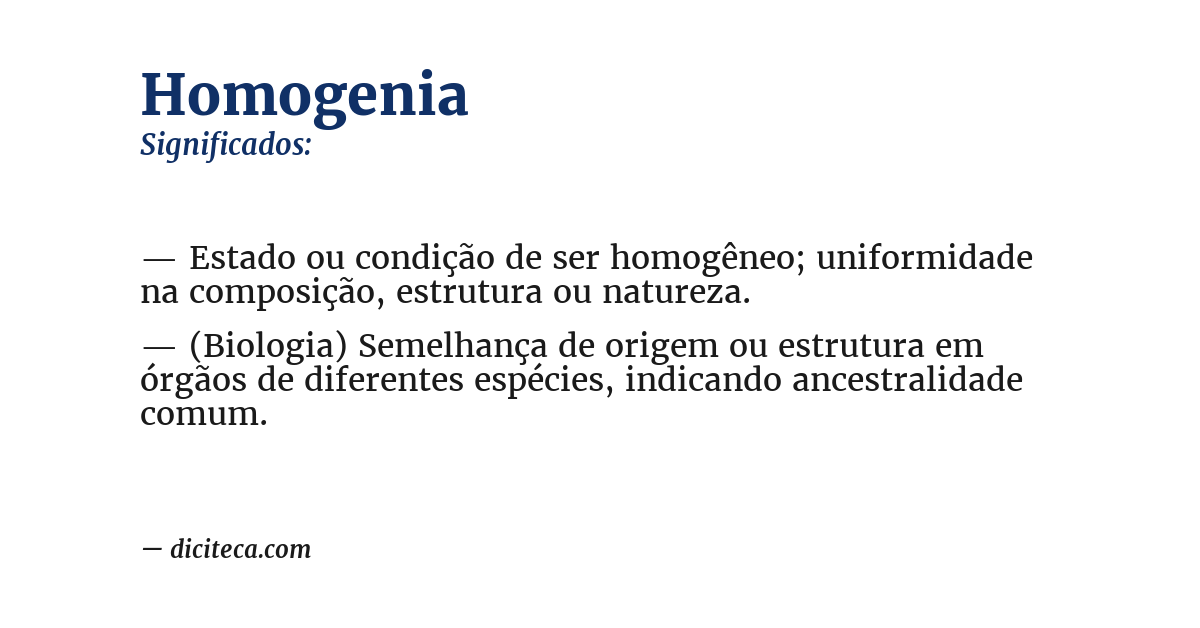 Significado de homogenia