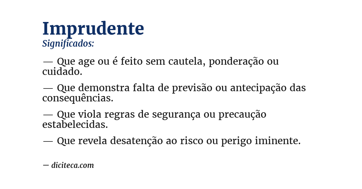 Significado de imprudente
