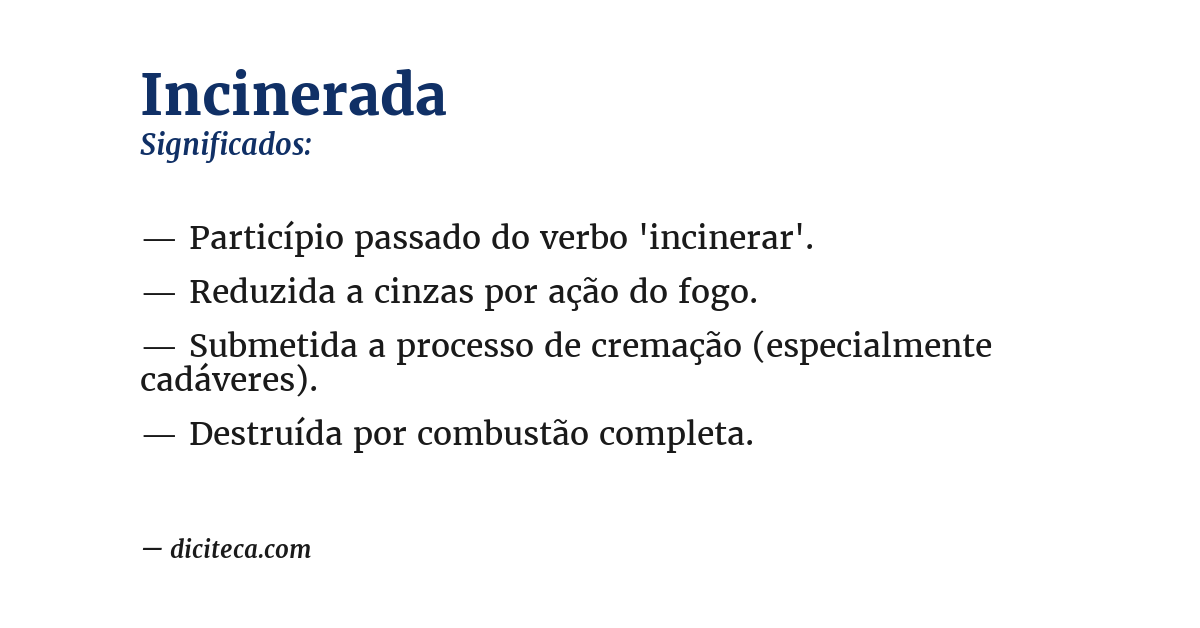 Significado de incinerada