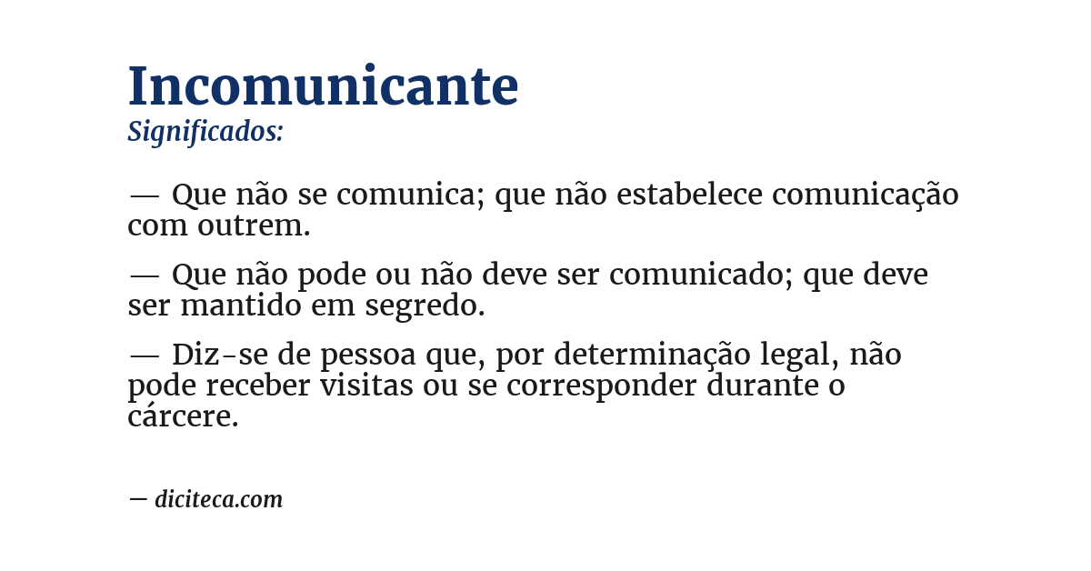 Significado de incomunicante