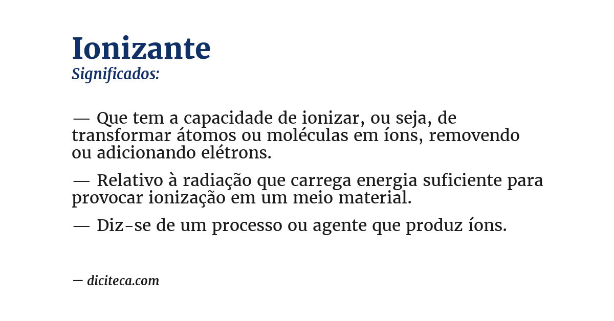 Significado de ionizante