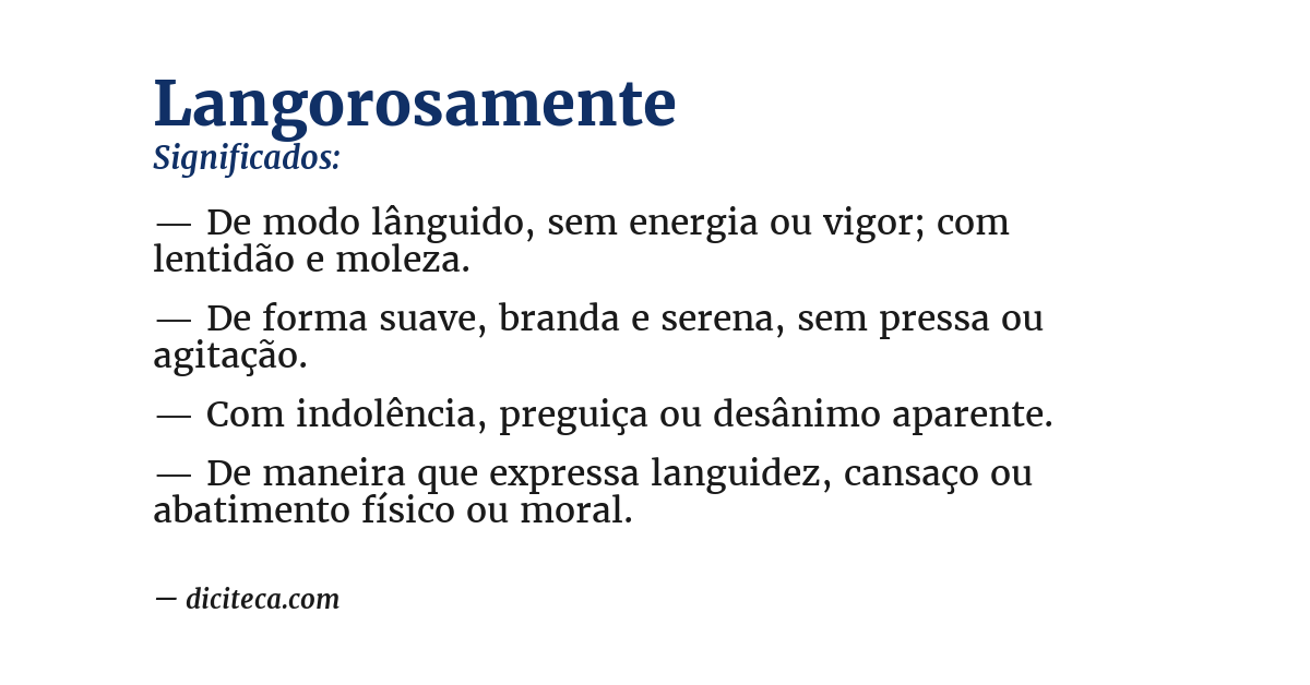 Significado de langorosamente