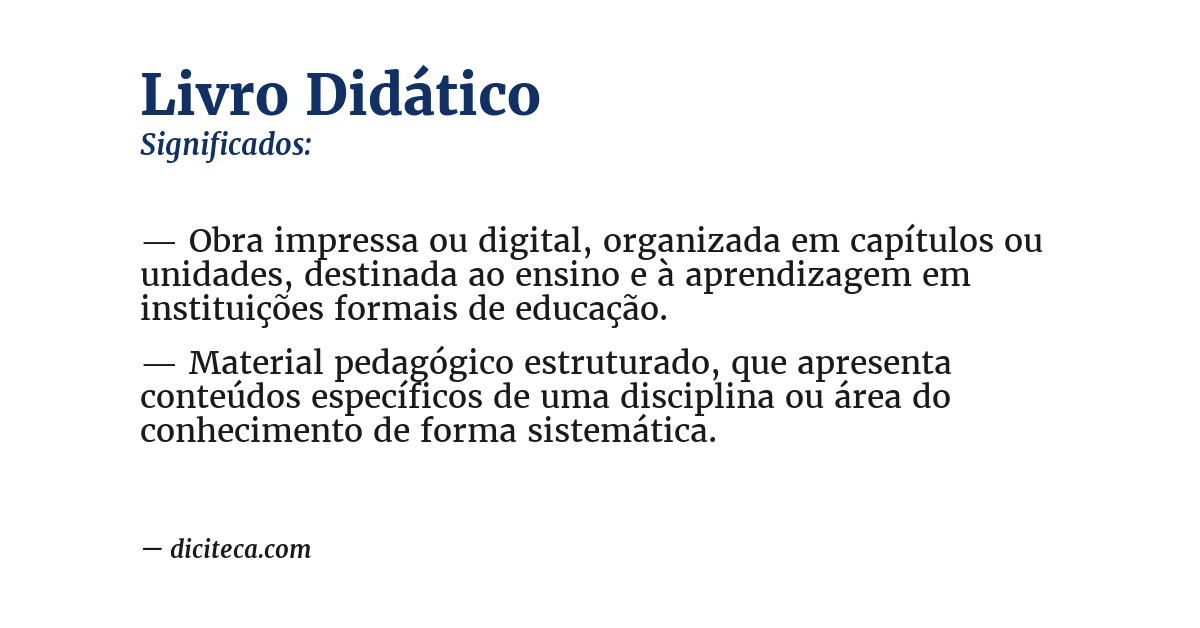 Significado de livro didático