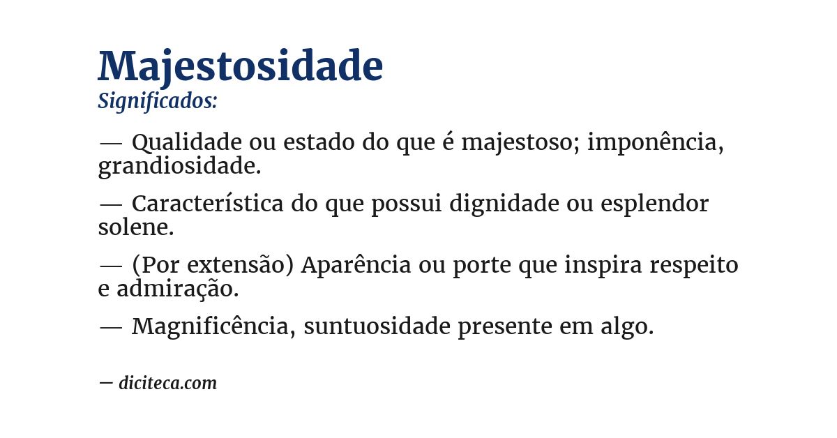 Significado de majestosidade