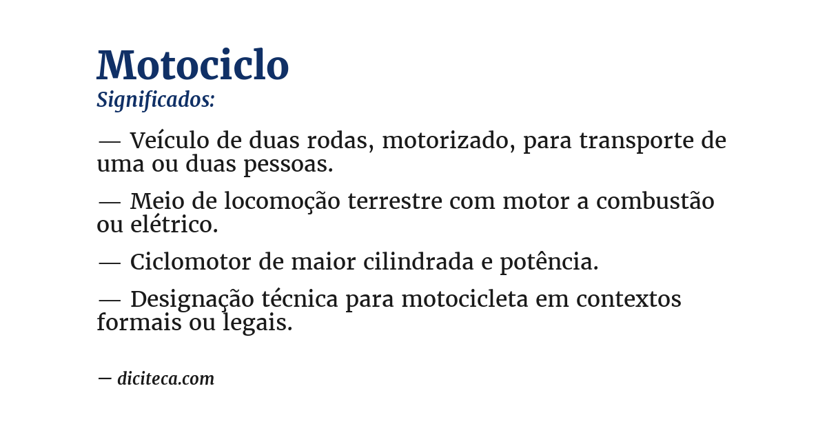 Significado de motociclo
