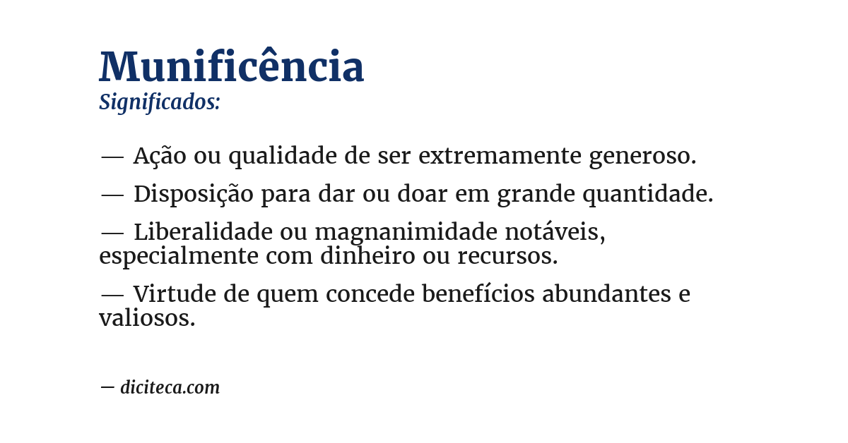 Significado de munificência