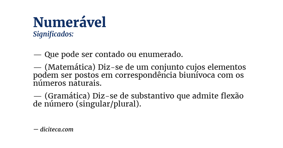 Significado de numerável