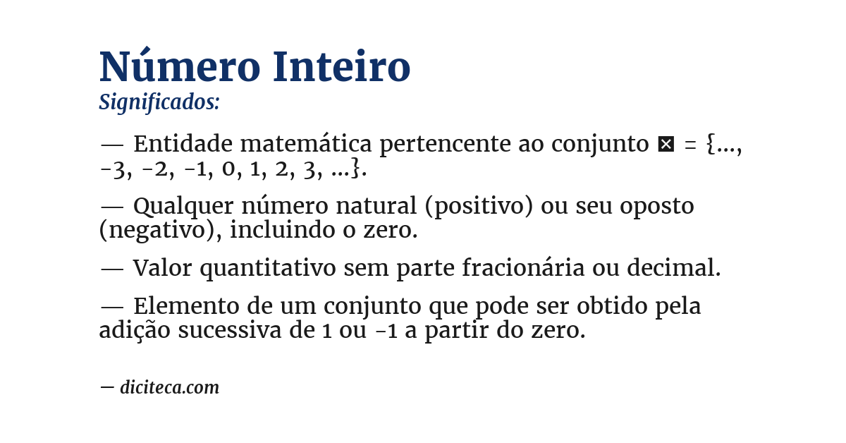 Significado de número inteiro