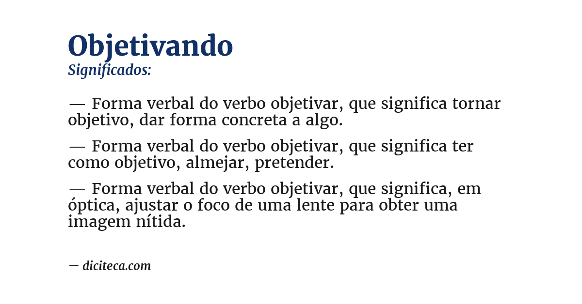 Significado de objetivando