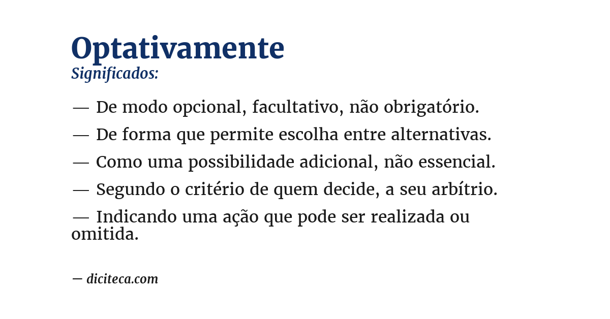 Significado de optativamente