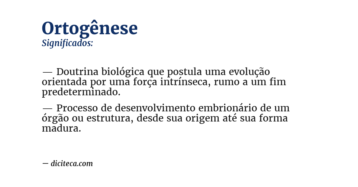Significado de ortogênese
