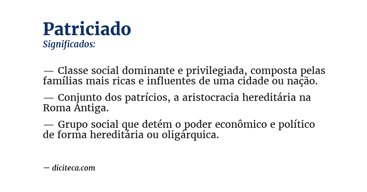 Significado de patriciado