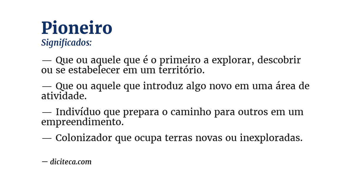 Significado de pioneiro