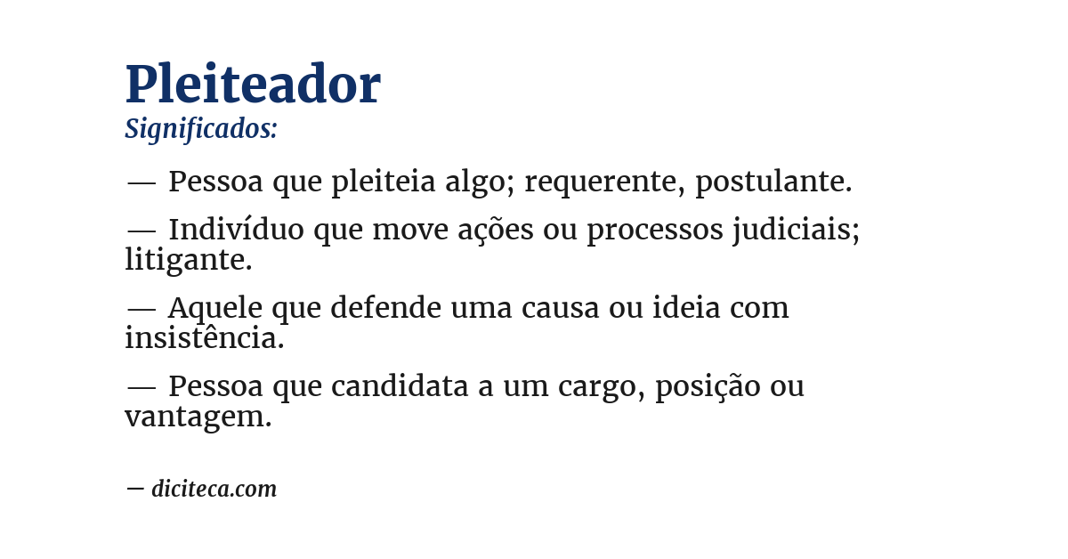 Significado de pleiteador
