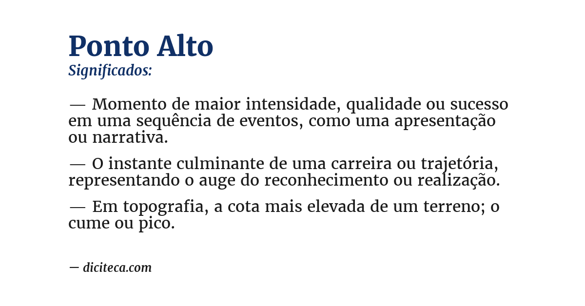 Significado de ponto alto