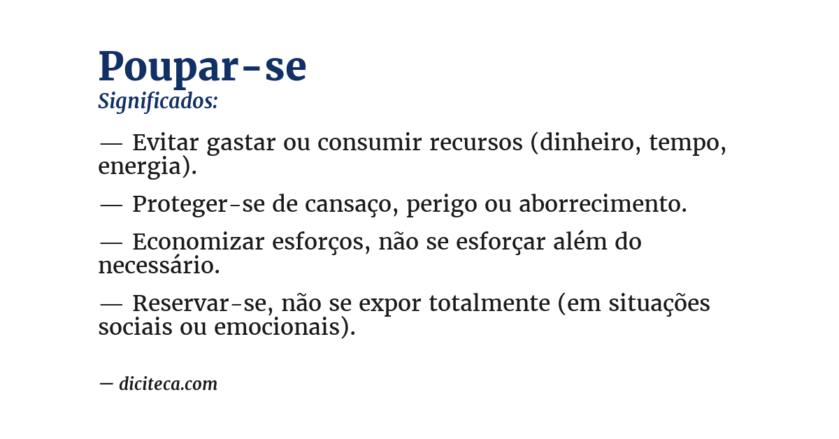 Significado de poupar-se