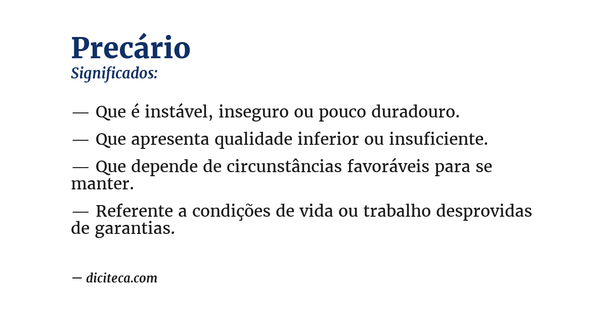 Significado de precário