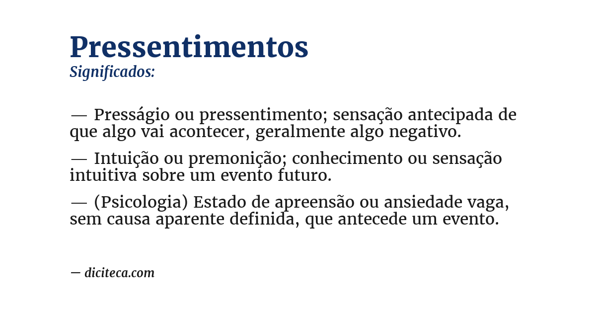 Significado de pressentimentos