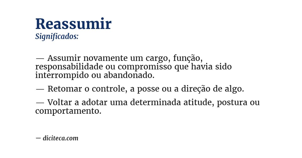 Significado de reassumir