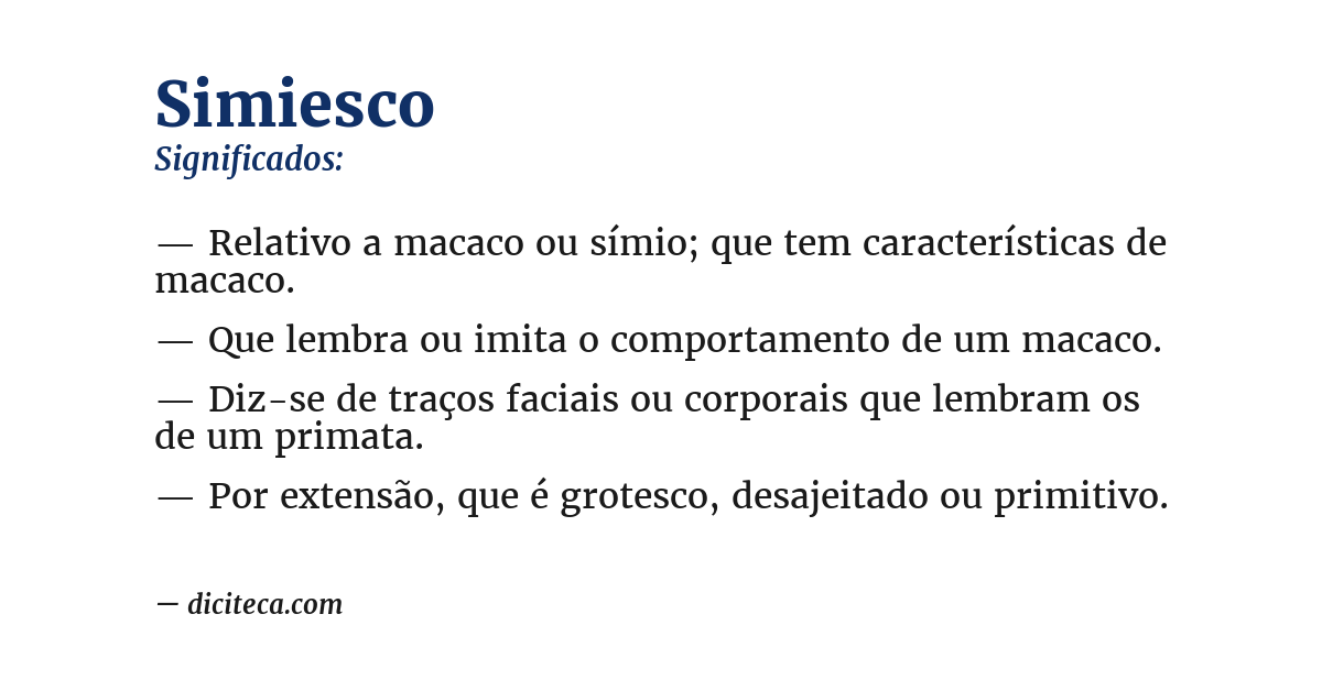 Significado de simiesco