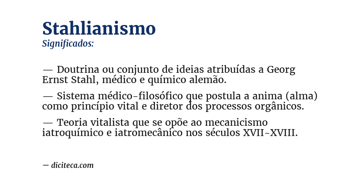 Significado de stahlianismo