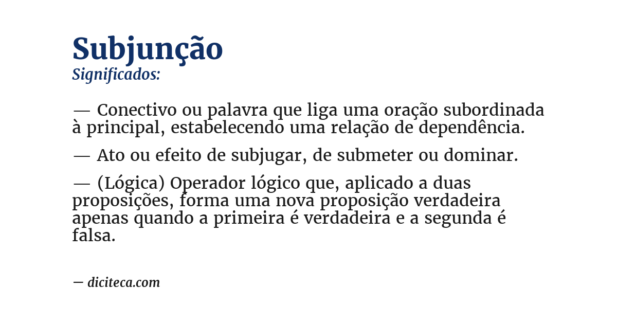 Significado de subjunção