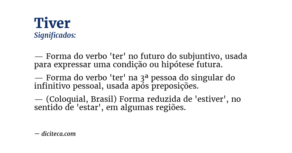 Significado de tiver