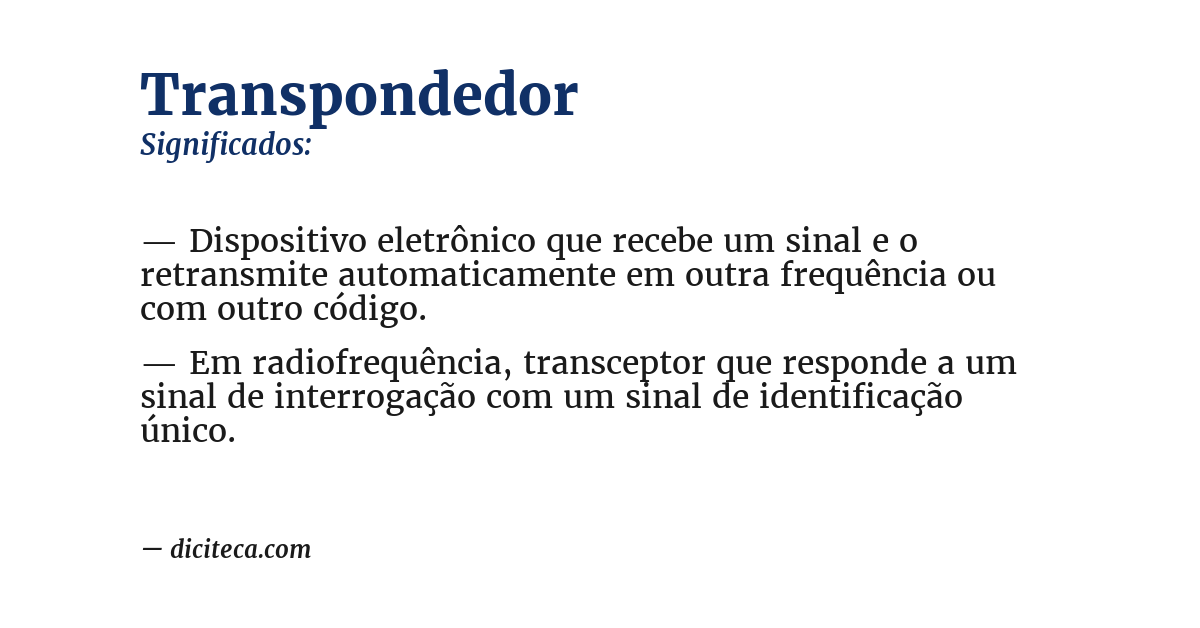 Significado de transpondedor